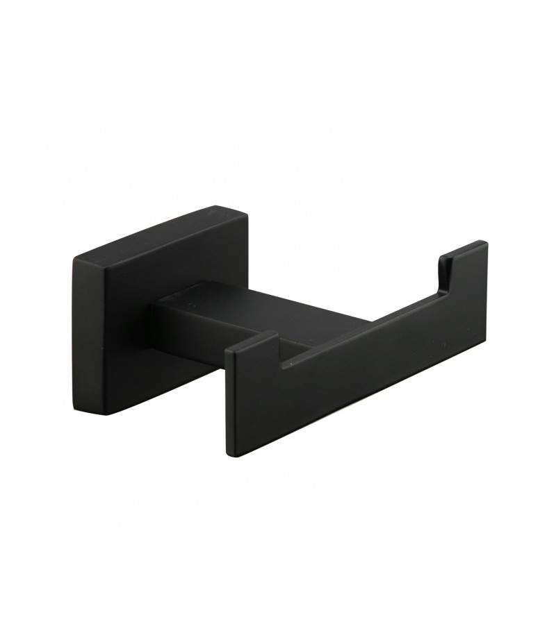 Patère double modèle carré noir mat Icrolla Zurigo 16073NO