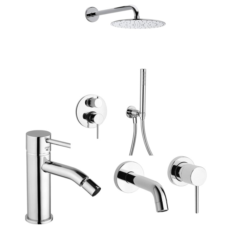 Complete package of wall mounted bathroom faucets and shower kits Paini COX KITCOX2
