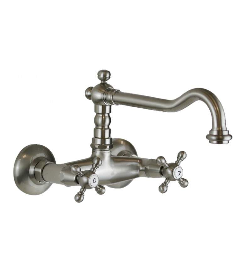 Antique nickel wall mounted kitchen sink group faucet Porta & Bini Old Fashion 62551NA