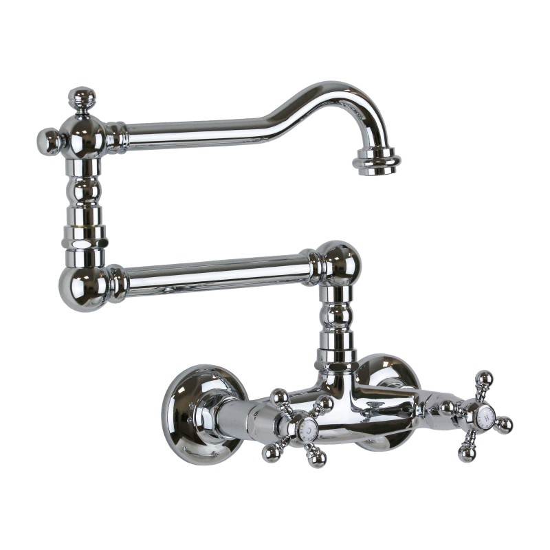Chrome color double lever tap for kitchen sink with articulated spout Porta&Bini Old Fashion 62552CR