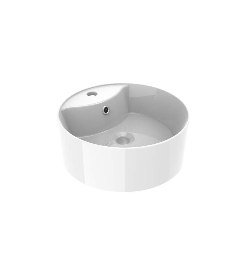 Glossy white round countertop washbasin Ercos Olimpia BLCERLOLIM0001