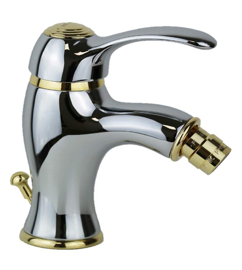 Bidet mixer with 1"1/4 pop-up waste in chrome-gold colour Porta&Bini Royal 42120CD