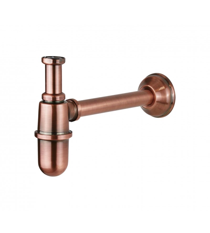 Bottle trap 240 mm long copper color with Ø1" connection Piana 08900600RA