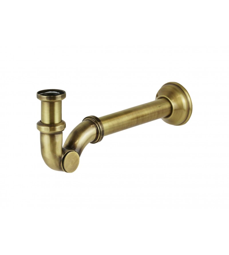 Bronze colored "S" siphon with Ø1"1/4 connection and brass side plug Piana 08910700BR