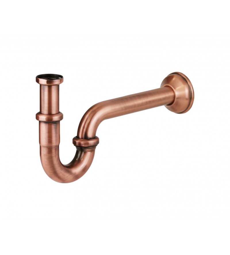 Pipe siphon in copper colored brass with 1"1/4 G thread Piana 08930700RA