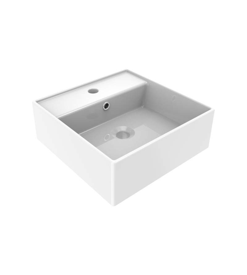 Quadratisches Aufsatzwaschbecken in glänzendem Weiß Ercos Olimpia BLCERLOLIM0003