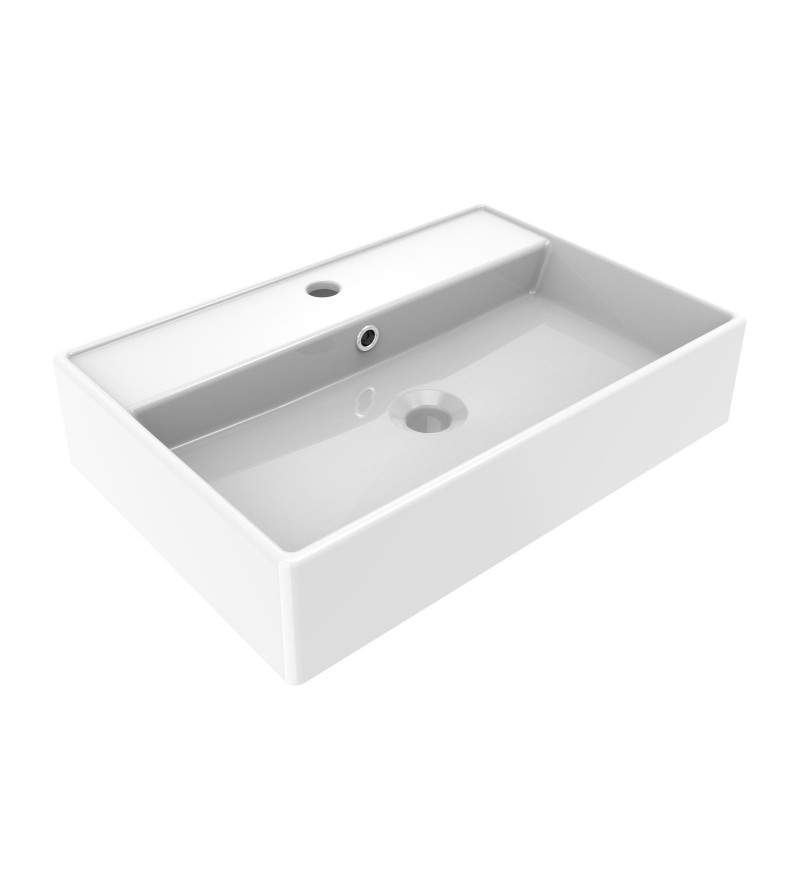Rectangular glossy white countertop washbasin Ercos Olimpia BLCERLOLIM0004