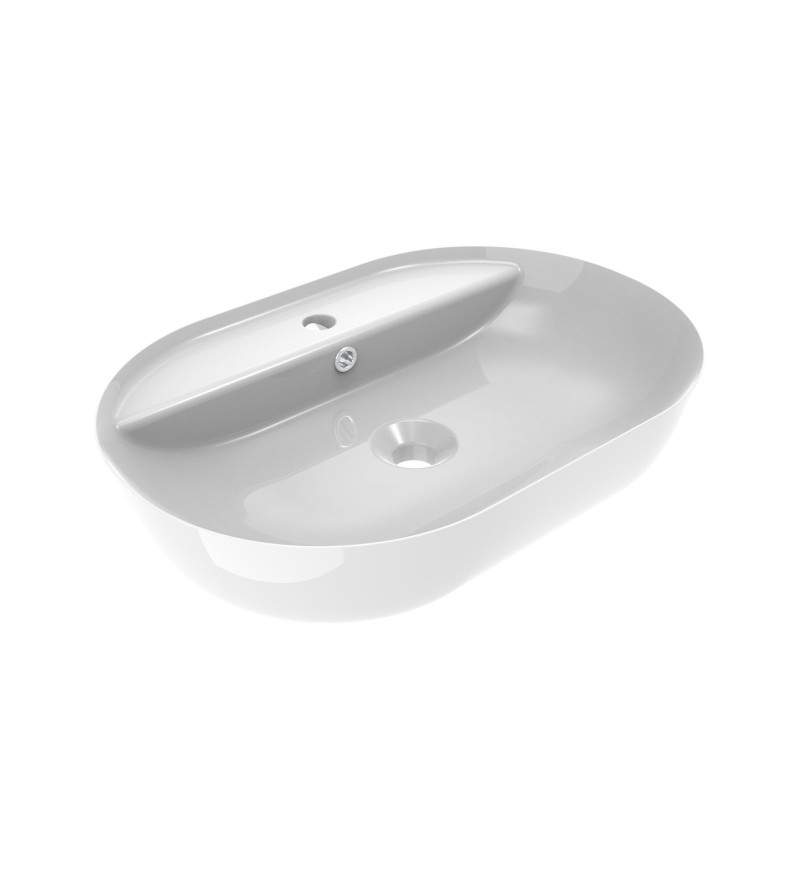 Glossy white oval countertop washbasin Ercos Olimpia BLCERLOLIM0005