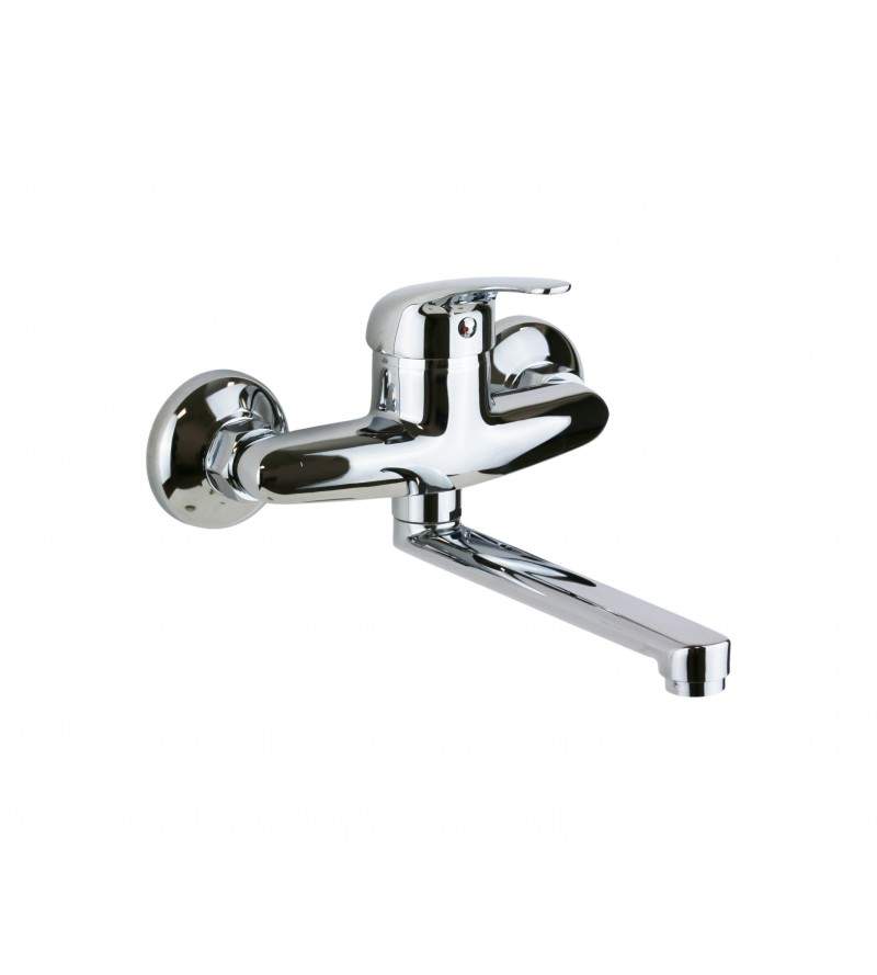 Wall mounted kitchen sink mixer with straight spout Pollini MXB006003CR