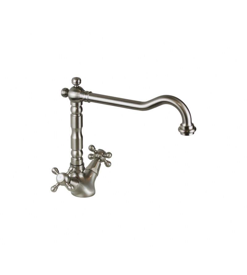 Retro style kitchen sink faucet in antique nickel color Porta&Bini Old Fashion 62570NA