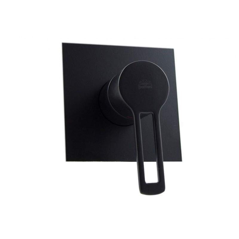 Mezclador de ducha empotrado negro mate con placa de acero Paffoni Ringo RIN010NO/M