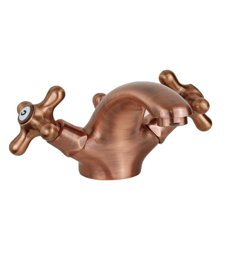 Double lever low spout washbasin tap in copper colour Paffoni Iris IRV075RM