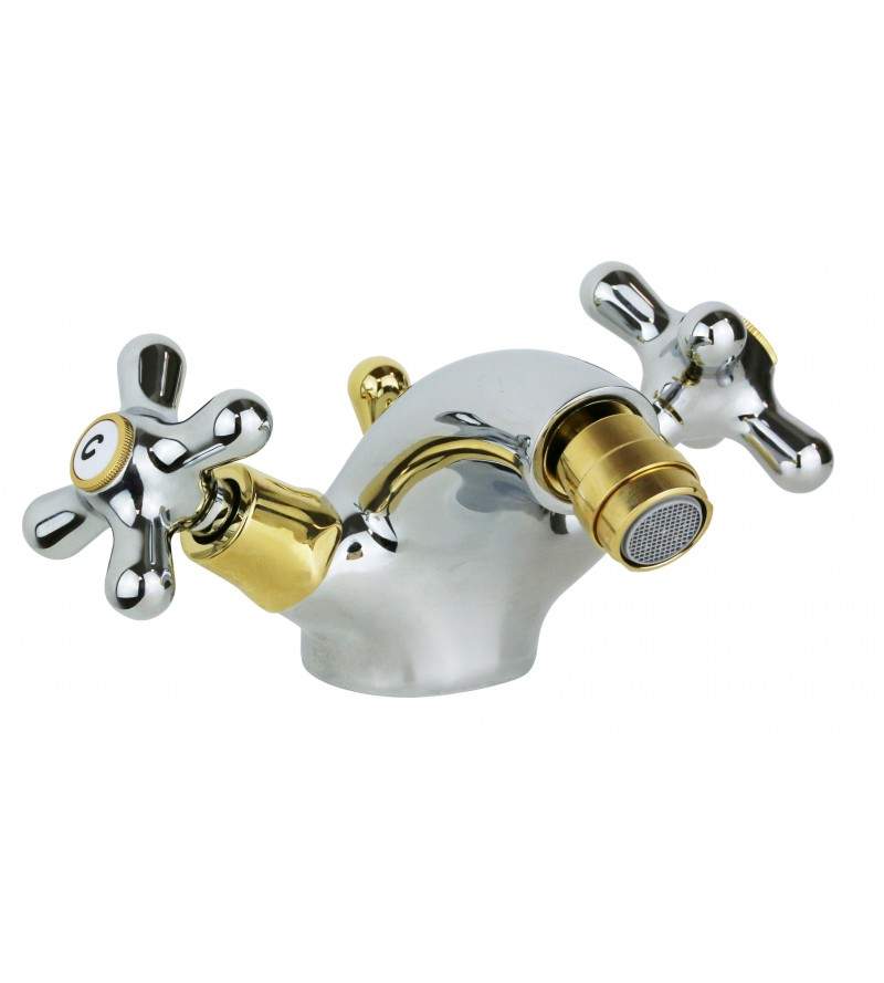 Bidet tap with two handles in gold chrome color Paffoni Iris IRV135CO