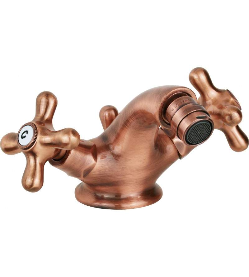 Double lever tap in copper color complete with pop-up wastePaffoni Iris IRV125RM