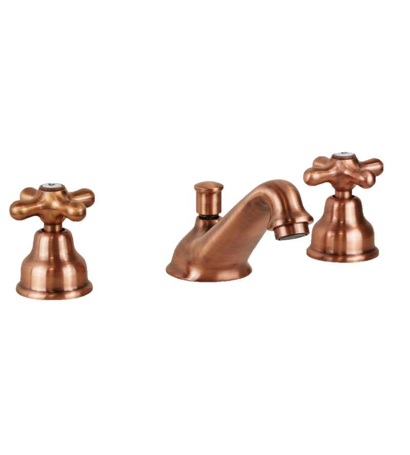 Three-hole copper-colored washbasin tap with low spout Paffoni Iris IRV058RM