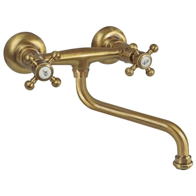 Wall mounted sink mixer with adjustable bronze spout Paffoni Belinda FBLV161BR