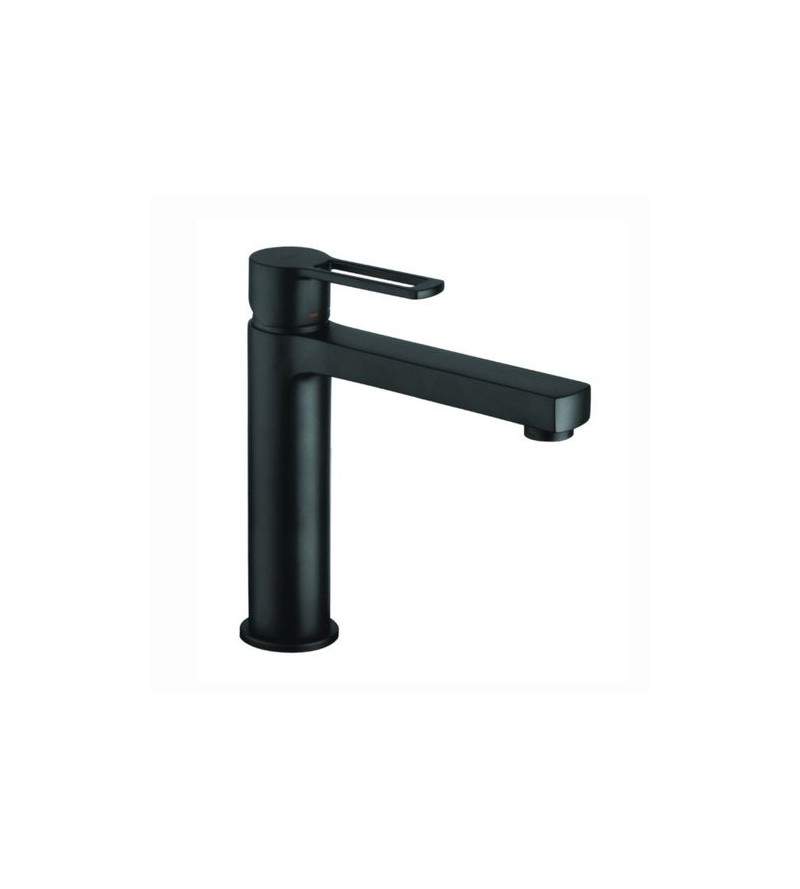 Mezclador de lavabo con caño de 16 cm de largo en color negro mate Paffoni Ringo RIN074NO