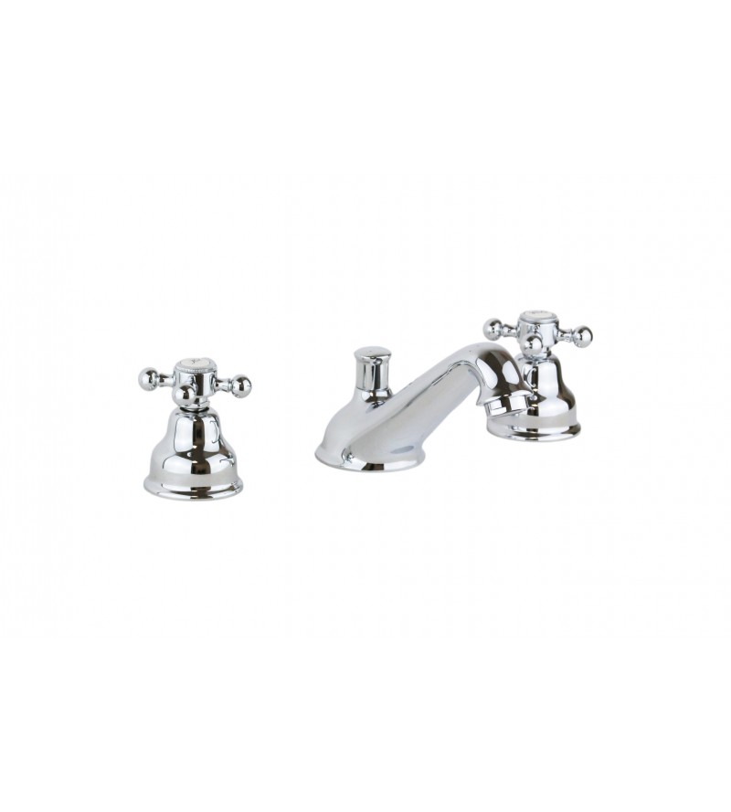 Three-hole basin tap in chrome color with low spout Paffoni Viola VLV058CR