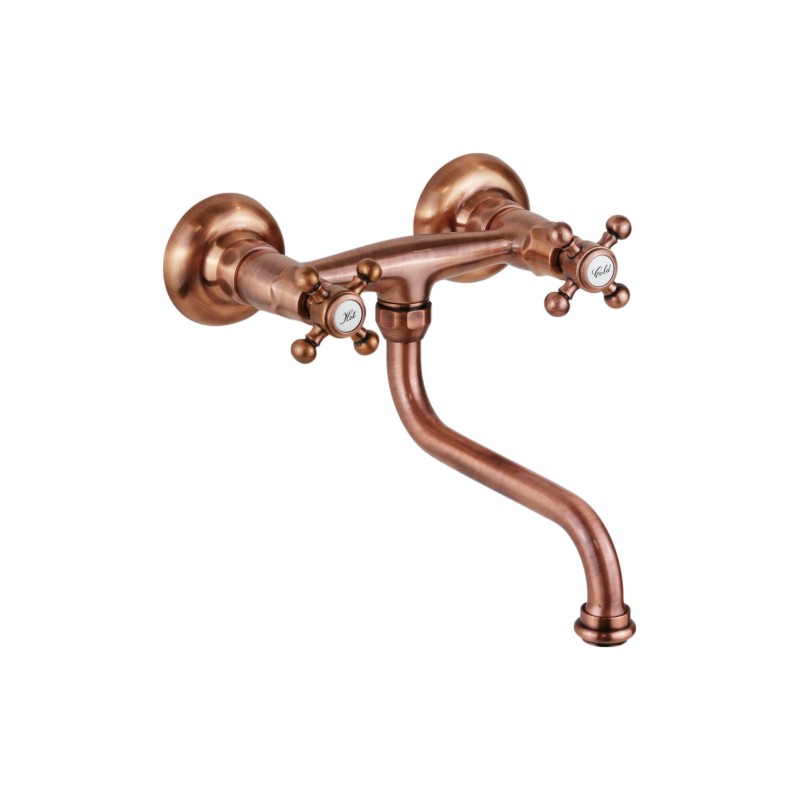 Wall-mounted sink mixer with copper-coloured adjustable spout Paffoni Belinda FBLV161RM