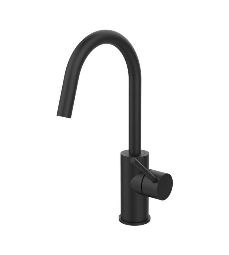 Washbasin mixer with adjustable round spout in matt black colour Paffoni Light LIG078NO