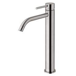 Tall basin mixer in brushed...