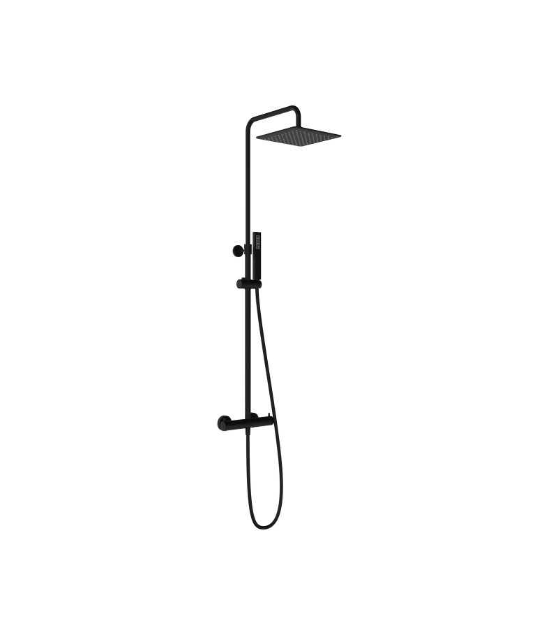 Square black thermostatic shower column Ercos Round-T BNCOLKRTRM0019