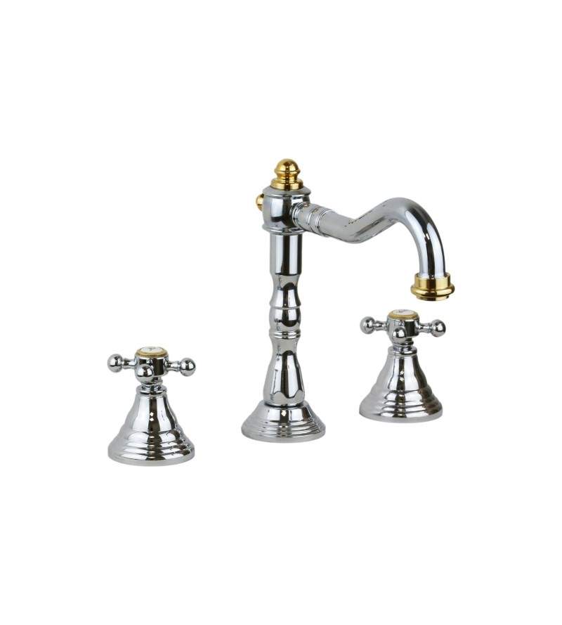 Chrome-gold basin mixer with adjustable spout Paffoni Belinda FBLV055CO
