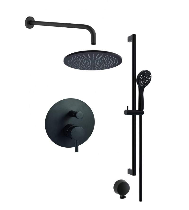 Shower set in matt black with sliding rail Paffoni - Ercos KITLIG15BNAST
