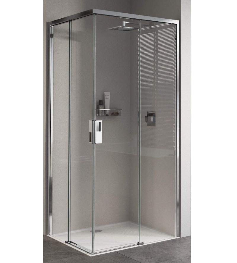 Corner shower enclosure 2 sliding doors 100 x 80 cm right Novellini Opera A