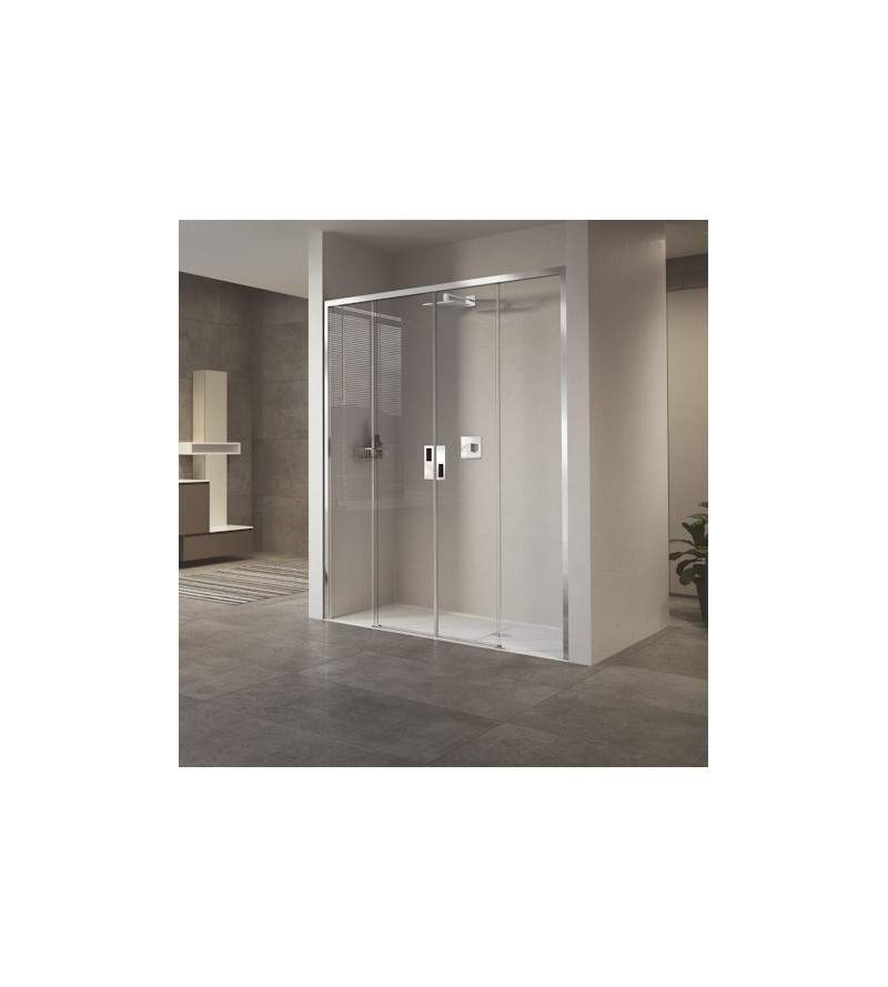 Mampara de ducha instalación empotrada 2 puertas correderas 2 fijas 140 cm Novellini Opera 2A