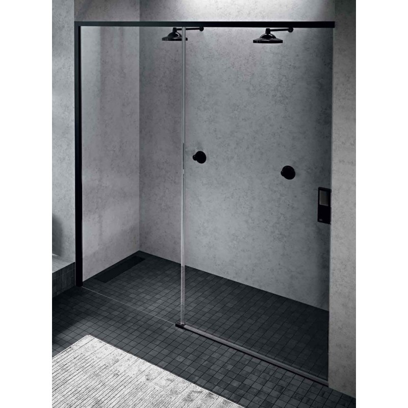 Left hand matt black sliding shower door 120 cm Novellini Opera 2PH