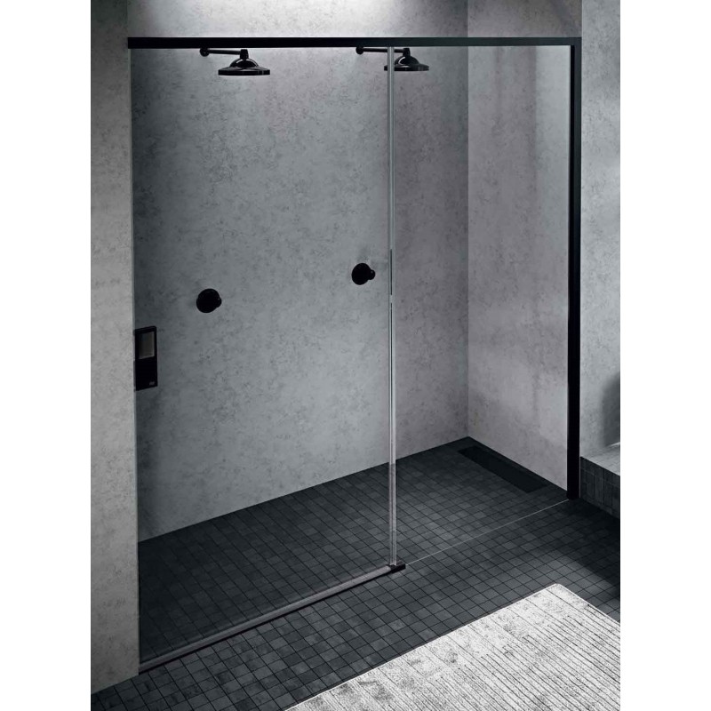 Porta doccia apertura scorrevole 120 cm in colore nero opaco destra Novellini Opera 2PH