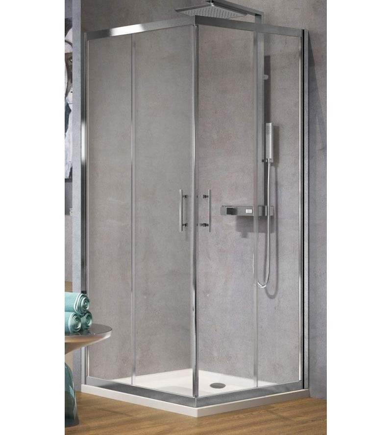 Cabina de ducha de esquina 90 x 90 cm perfiles cromo Novellini Zephyros A
