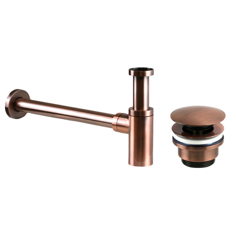 Siphon and waste set in brushed copper color Pollini KITSCA1RA