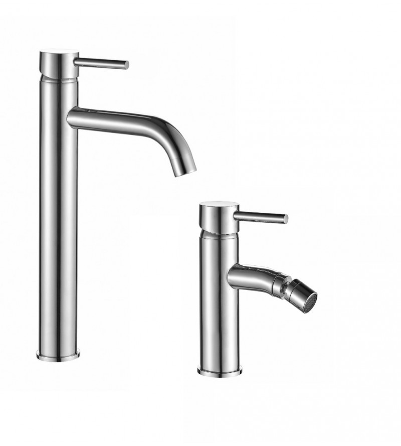 High spout basin mixer and bidet mixer package in chrome Ponsi Dante KITDANTE2CR
