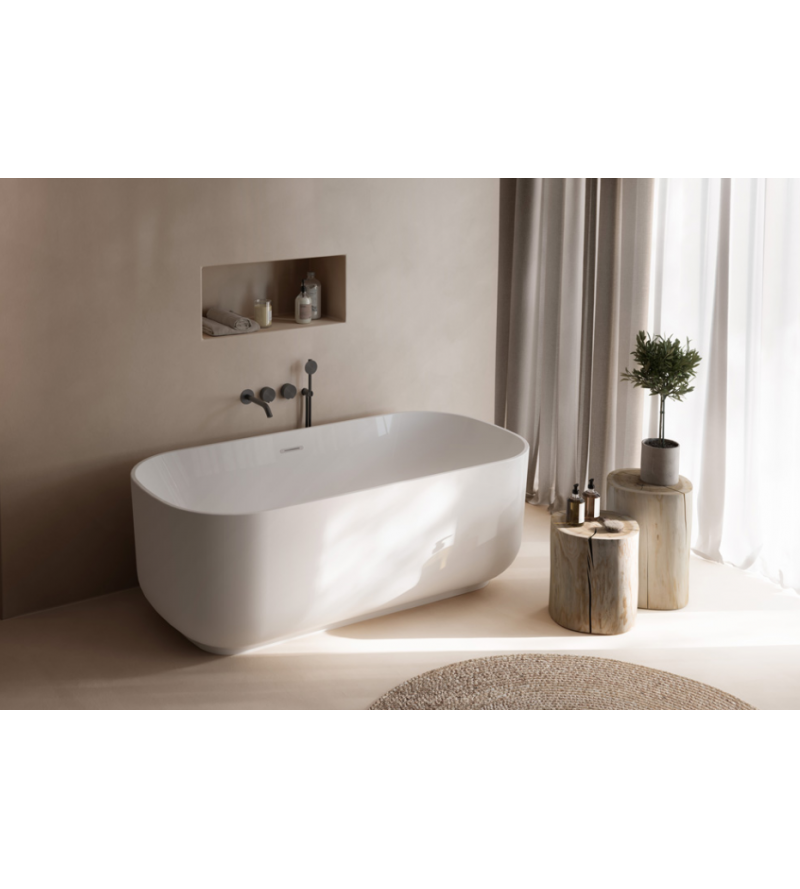 Freestanding bathtub 170 x 80 in matt white Glass Galya WJ000G0