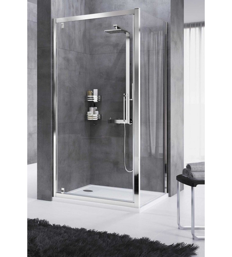 Shower box 70 x 70 cm 1 hinged door and one fixed door Novellini Rose Rosse G+F