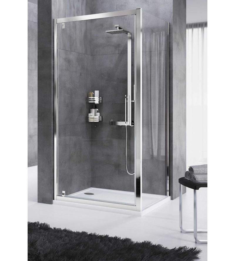 Shower box 80 x 80 cm 1 hinged door and one fixed door Novellini Rose Rosse G+F
