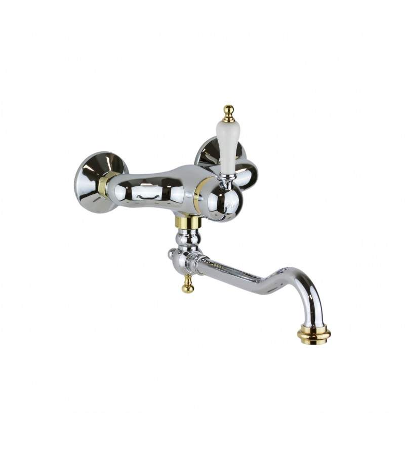 Retro model wall-mounted kitchen sink mixer in chrome - gold color Resp Caesar ART.153.420