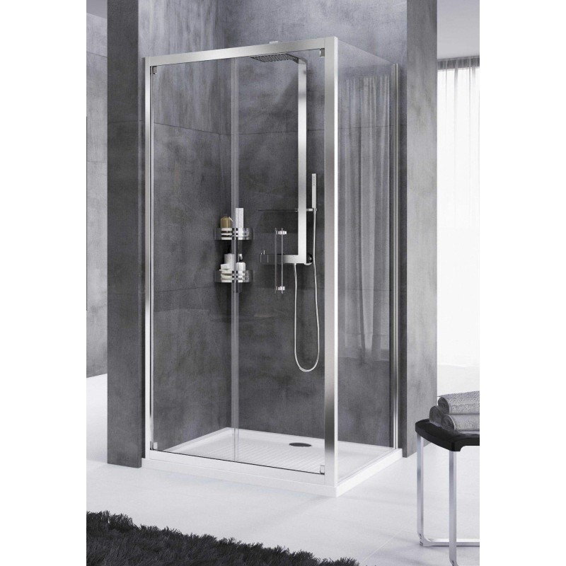 Corner shower enclosure 100 x 70 cm with folding door and fixed wall Novellini Rose Rosse S+F