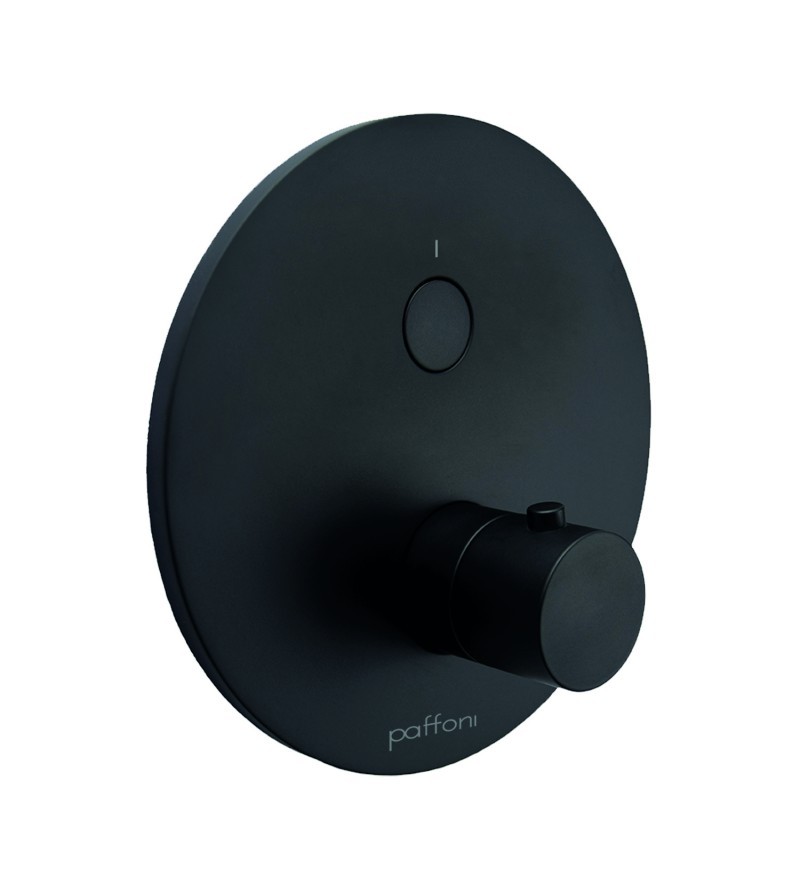 Mitigeur de douche à encastrer avec 1 seule fonction partie externe de couleur noir mat Paffoni Compact Box CPM013NO