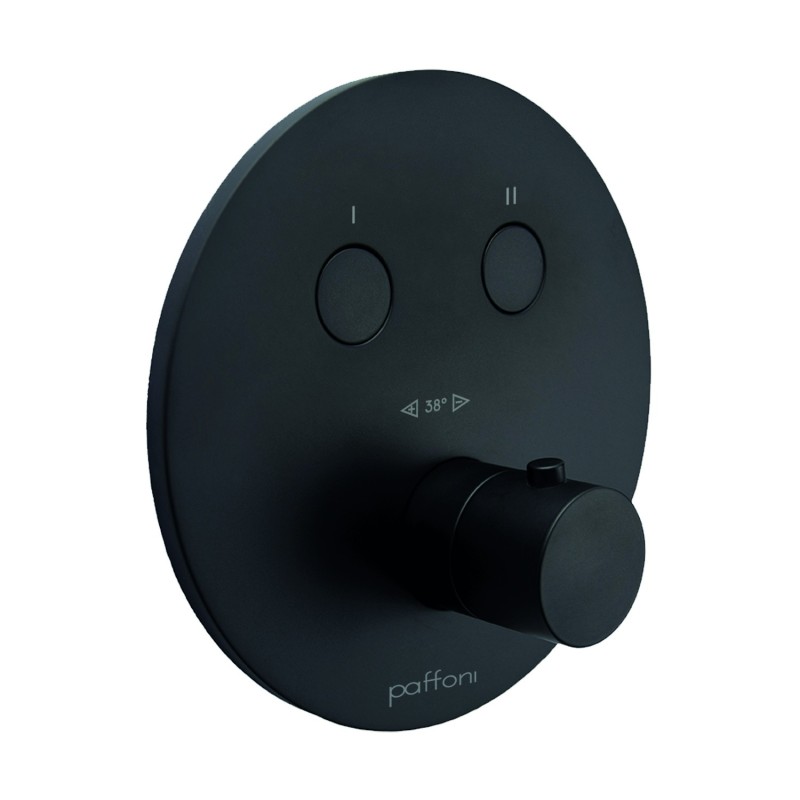 Partie externe thermostatique pour douche encastrée à 2 fonctions en noir mat Paffoni Compact Box CPT018NO