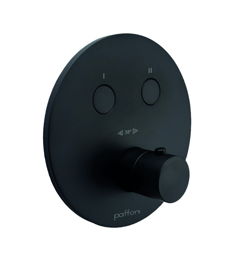 Thermostat-Außenteil für Einbaudusche mit 2 Funktionen in Mattschwarz Paffoni Compact Box CPT018NO