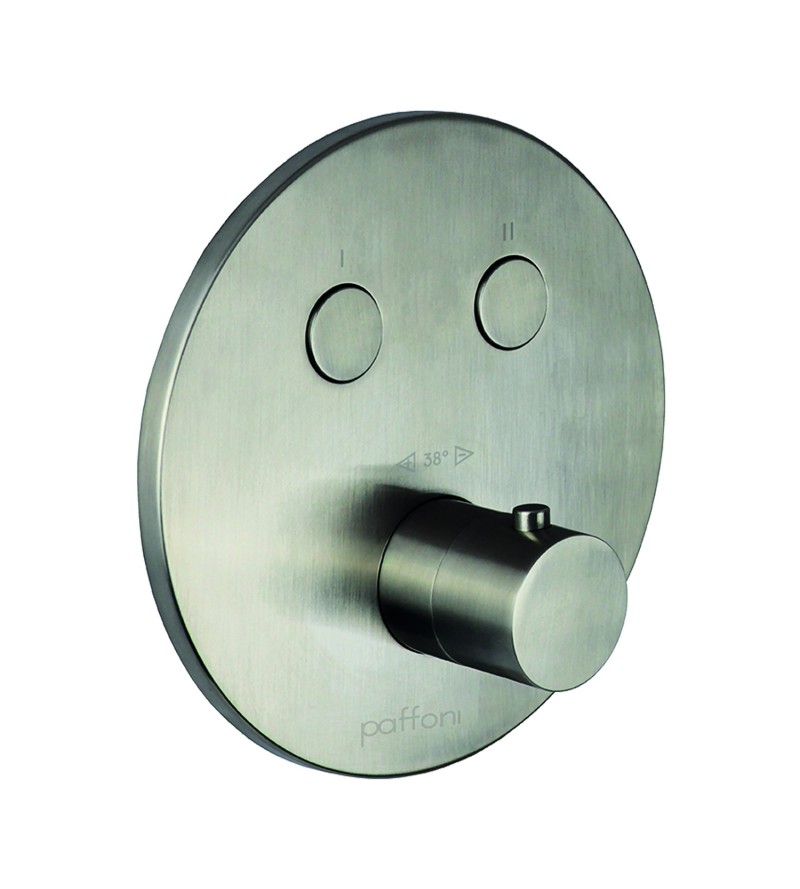 Thermostatic external part for built-in shower with 2 functions in brushed steel colour Paffoni Compact Box CPT018ST