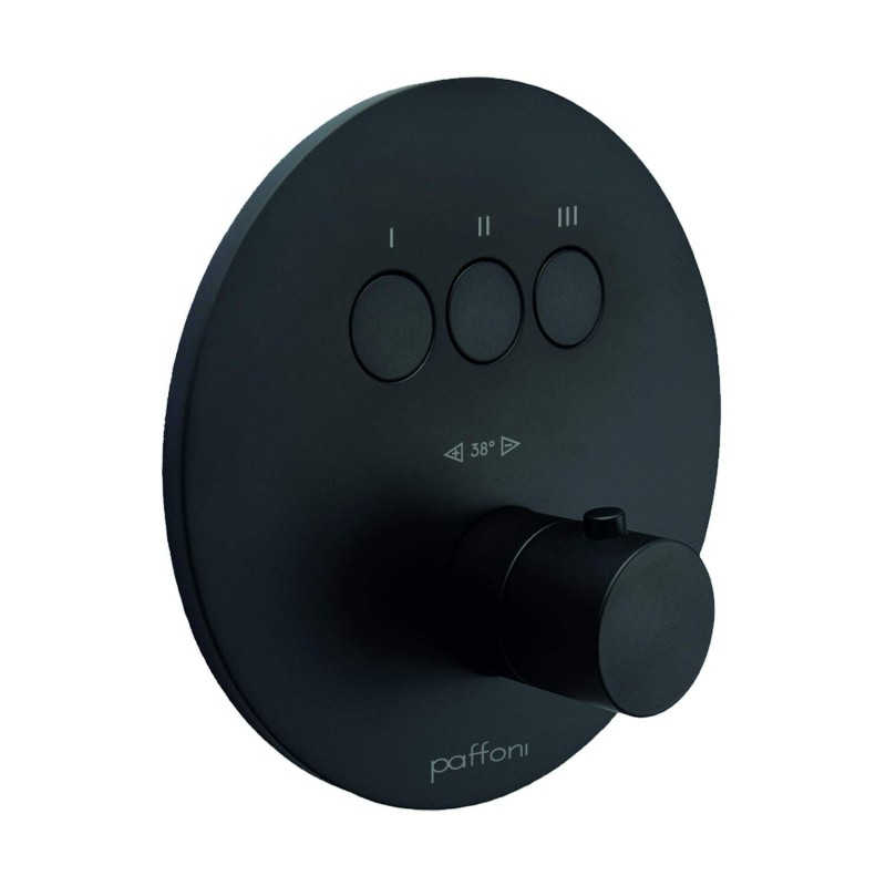 Conjunto de ducha exterior termostático de empotrar con 3 funciones y pomo negro mate Paffoni Compact Box CPT019NO