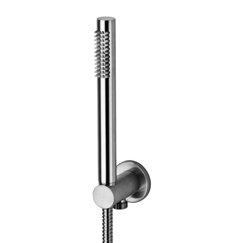 Shower set with water connection and metal hand shower in brushed steel colour Paffoni ZDUP094ST