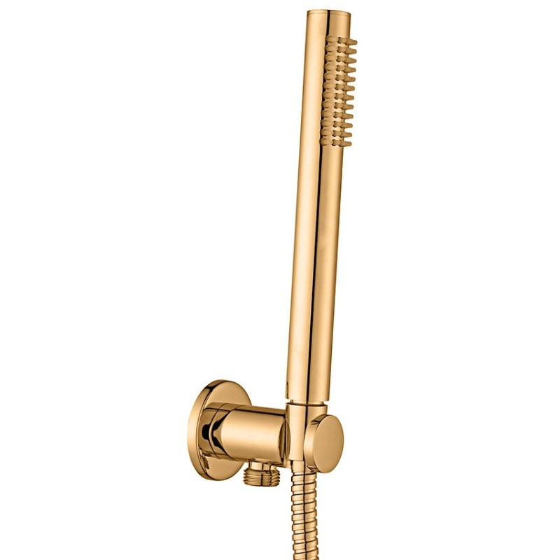 Shower set with water plug and handshower in shiny gold colored metal ZDUP094HG
