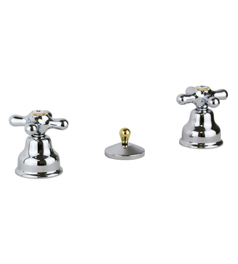 3-hole bidet tap chrome-gold color with double lever Paffoni IRIS IRV116CO