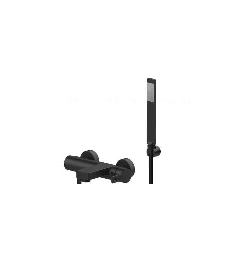 External bath mixer in black color with square spout Paffoni Ringo RIN023NO