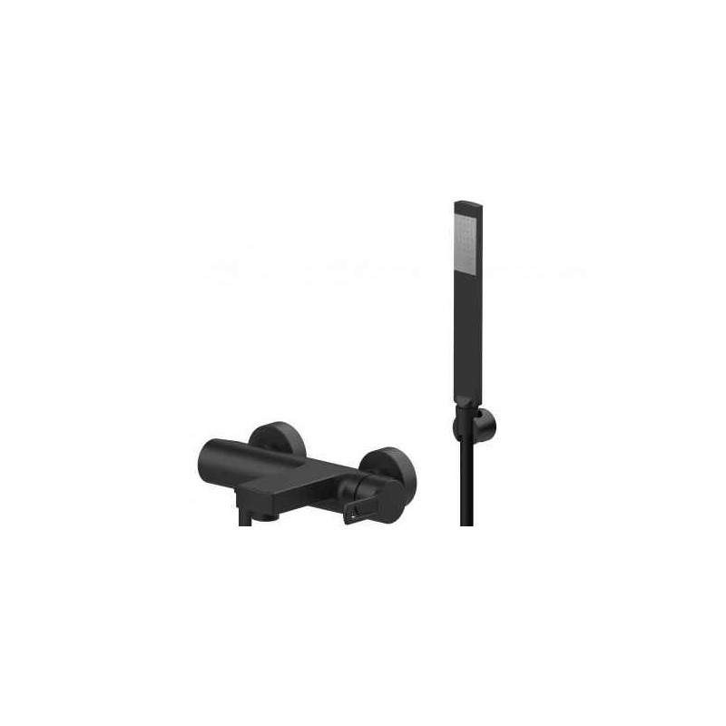 Mezclador externo para baño en color negro con caño cuadrado Paffoni Ringo RIN023NO
